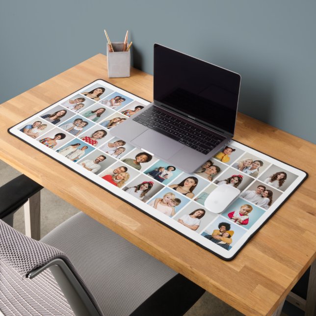 Create Your Own 36 Photo Collage Editable Colour Desk Mat (Office 2)
