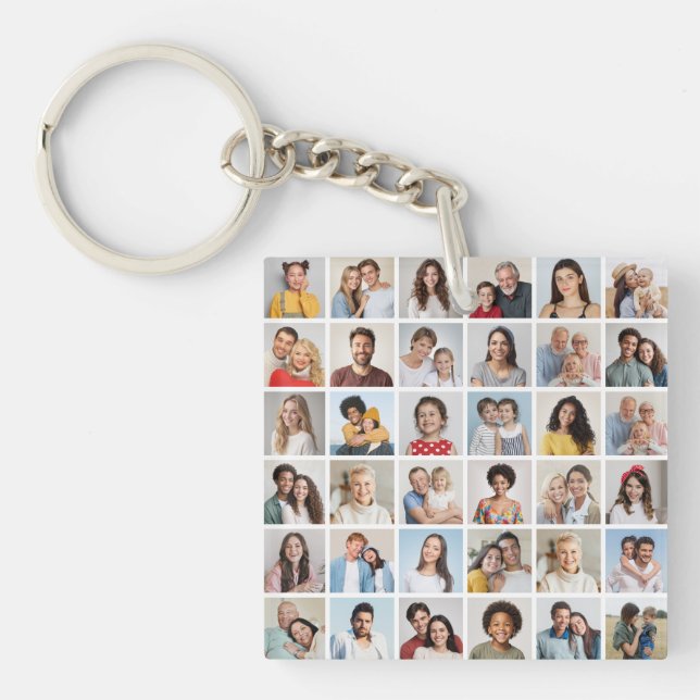 Create Your Own 36 Photo Collage Key Ring (Front)