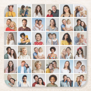 Create Your Own 36 Photo Collage Square Paper Coaster