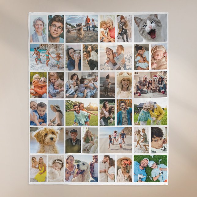 Create Your Own 36 Photo Collage White Fleece Blanket (Creator Uploaded)