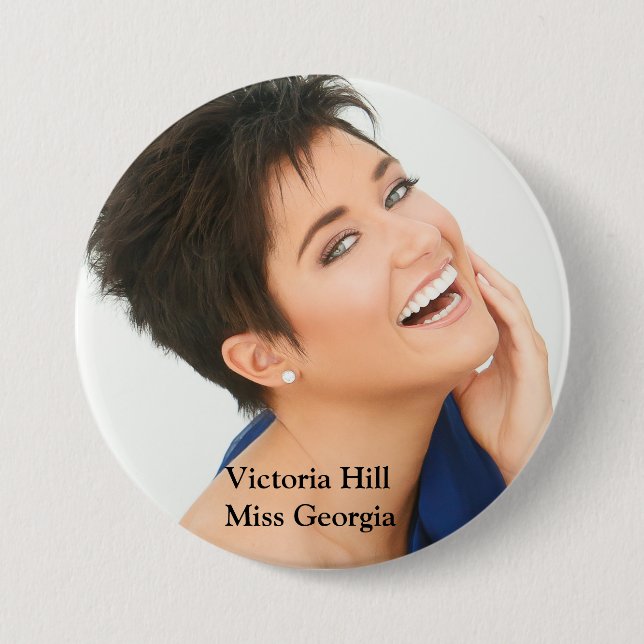 Create your own 3 inch fan pageant button! 7.5 cm round badge (Front)