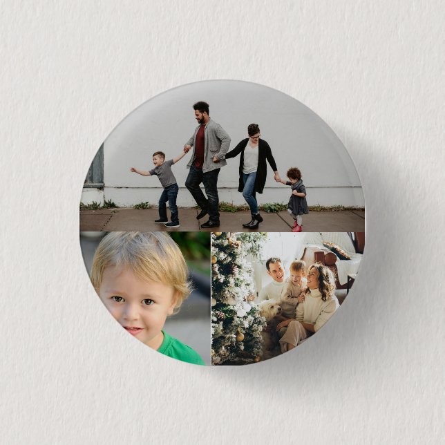 Create Your Own 3 Photo Collage Cm Round Badge (Front)