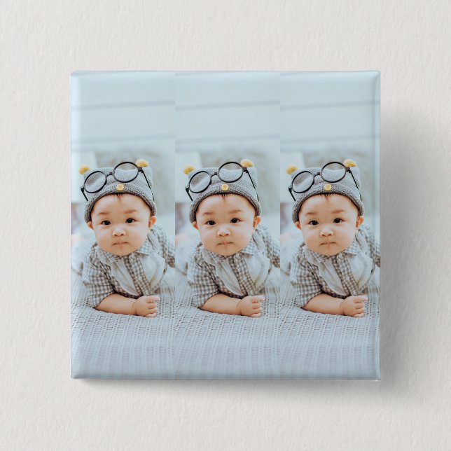 Create Your Own 3 Photo Collage Custom 15 Cm Square Badge (Front)