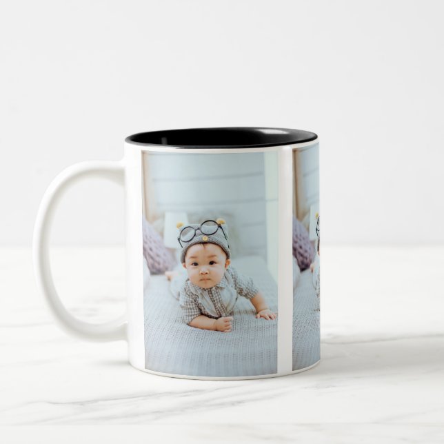 Create Your Own 3 Photo Collage Custom Two-Tone Coffee Mug (Left)