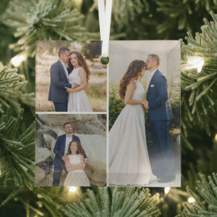 Create Your Own 3 Photo Collage Glass Tree Decoration