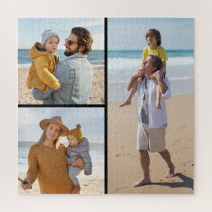 Create Your Own 3 Photo Collage Greeting Jigsaw Puzzle
