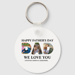 Create your own 3 photo collage Happy Fathers day Key Ring