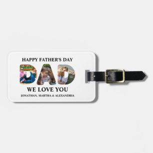 Create your own 3 photo collage Happy Fathers day Luggage Tag