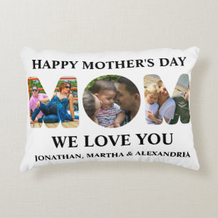 Create your own 3 photo collage Happy Mothers day Decorative Cushion