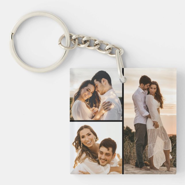 Create Your Own 3 Photo Collage Key Ring (Front)
