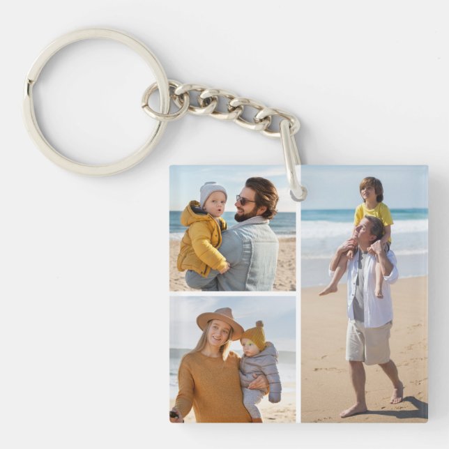 Create Your Own 3 Photo Collage Key Ring (Front)