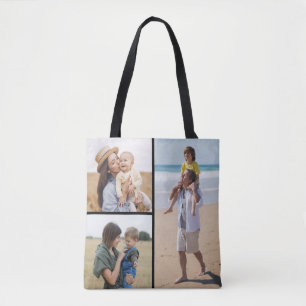 Create Your Own 3 Photo Collage Tote Bag