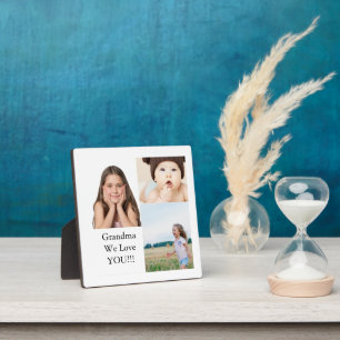 Create Your Own 3 Photo Collage   We Love Grandma  Plaque