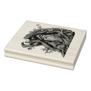Create Your Own 3D Faux Bois Carved Tree Wizard Rubber Stamp