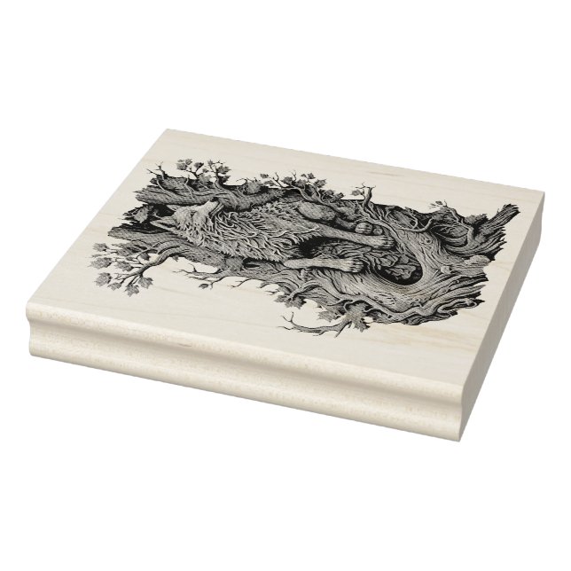 Create Your Own 3D Faux Bois Carved Wood Wolf Rubber Stamp (Stamp)
