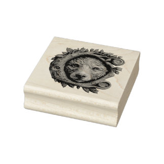Create Your Own 3D Faux Bois Golden Carved Bear Rubber Stamp