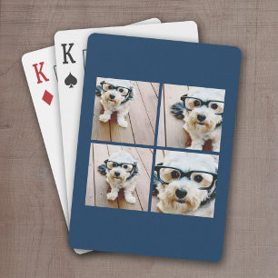 Create Your Own 4 Collage - Navy 4 Pictures Playing Cards
