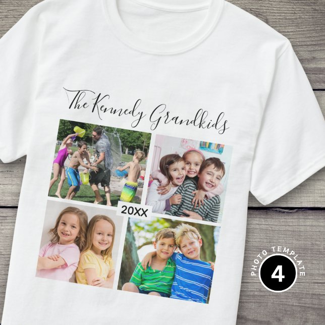 Create Your Own 4 Grandkids Photo Grandpararents T-Shirt (Creator Uploaded)