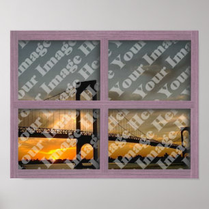 Create Your Own 4 Pane Pink Wood Window Frame Poster