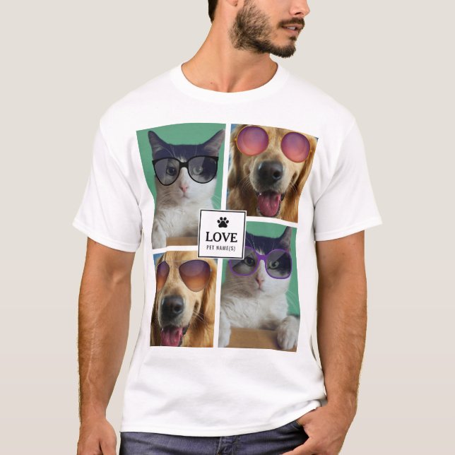 Create Your Own 4 Pet Photo Collage T-Shirt (Front)