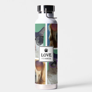 Create Your Own 4 Pet Photo Collage Water Bottle