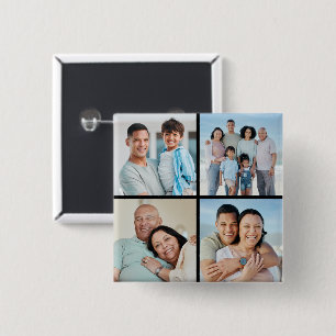 Create Your Own 4 Photo Collage 15 Cm Square Badge