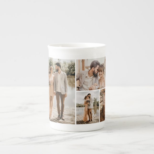 Create Your Own 4 Photo Collage Bone China Mug (Front)