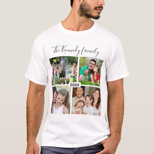 Create Your Own 4 Photo Collage Family Vacation T-Shirt (Front)