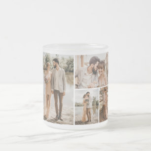 Create Your Own 4 Photo Collage Frosted Glass Coffee Mug