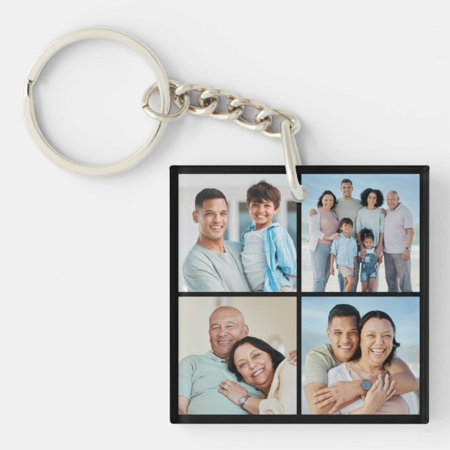 Create Your Own 4 Photo Collage  Key Ring (Front)