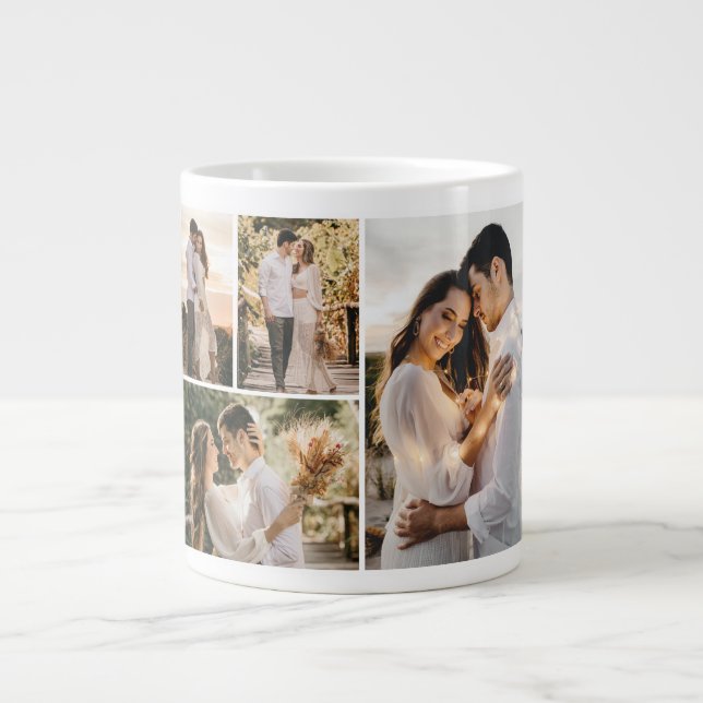 Create Your Own 4 Photo Collage Large Coffee Mug (Front)
