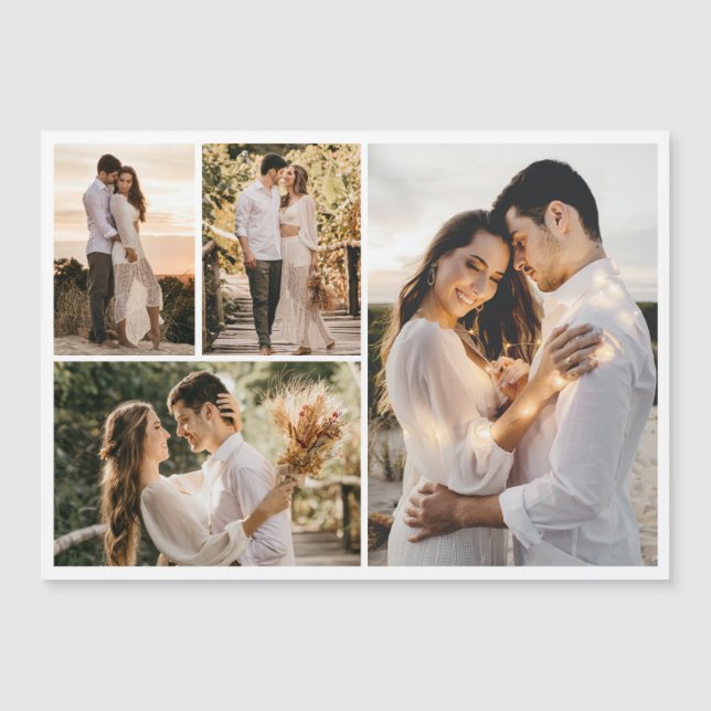 Create Your Own 4 Photo Collage Magnetic Card (Front)