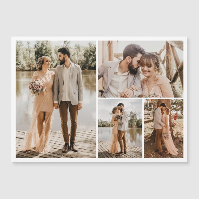 Create Your Own 4 Photo Collage Magnetic Card (Front)