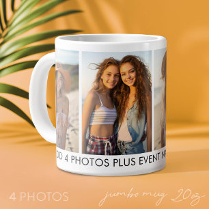 Create Your Own 4 Photo Collage - Modern, Minimal Large Coffee Mug