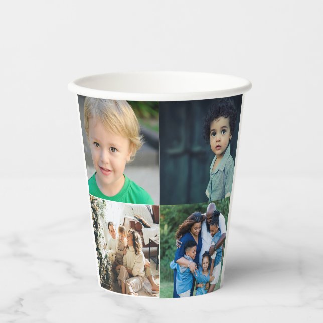 Create Your Own 4 Photo Collage Paper Cups (Front)