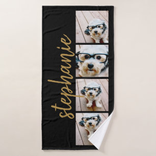 Create Your Own 4 Photo Collage - Script Name Bath Towel