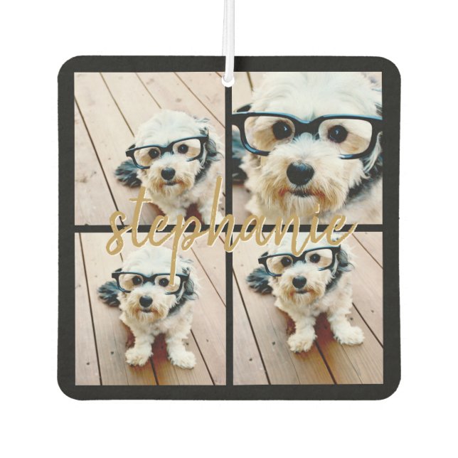 Create Your Own 4 Photo Collage - Script Name Car Air Freshener (Front)