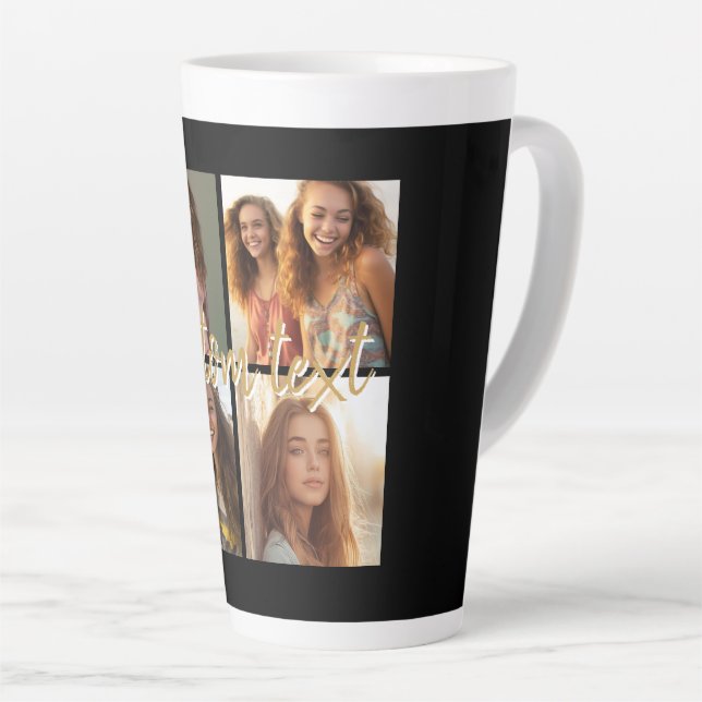 Create Your Own 4 Photo Collage - Script Name Latte Mug (Right Angle)