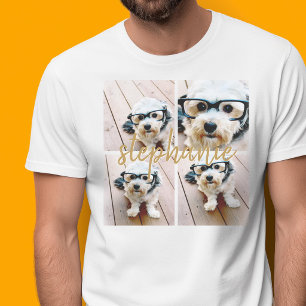 Create Your Own 4 Photo Collage - Script Name T-Shirt