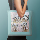 Create Your Own 4 Photo Collage - Script Name Tote Bag<br><div class="desc">Use up to four square or selfie phone photos to create a unique and personal gift. Or you can keep the hipster puppy and make a trendy keepsake. If you need to adjust the pictures,  click on the customise tool to make changes.</div>