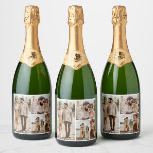 Create Your Own 4 Photo Collage Sparkling Wine Label