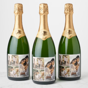 Create Your Own 4 Photo Collage Sparkling Wine Label