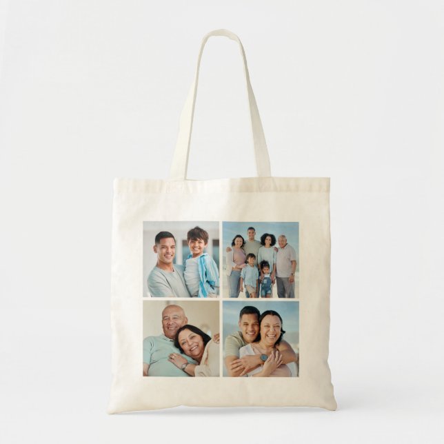 Create Your Own 4 Photo Collage Tote Bag (Front)