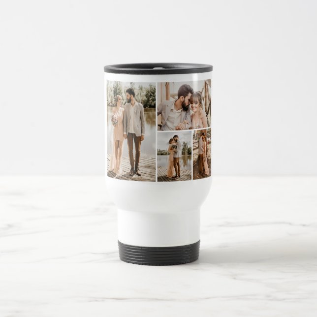 Create Your Own 4 Photo Collage Travel Mug (Center)