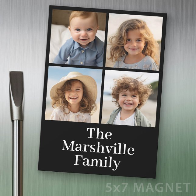 Create Your Own 4 Photo Collage with Text Magnet (Photo Magnet - 5x7 size)