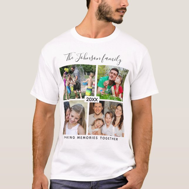 Create Your Own 4 Photo Family Vacation Memories T-Shirt (Front)
