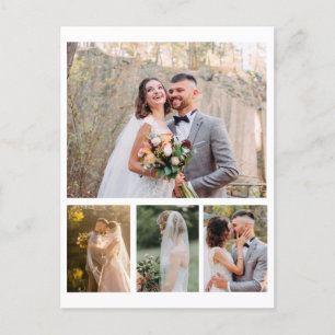 Create Your Own 4 Photo Wedding Collage Holiday Postcard