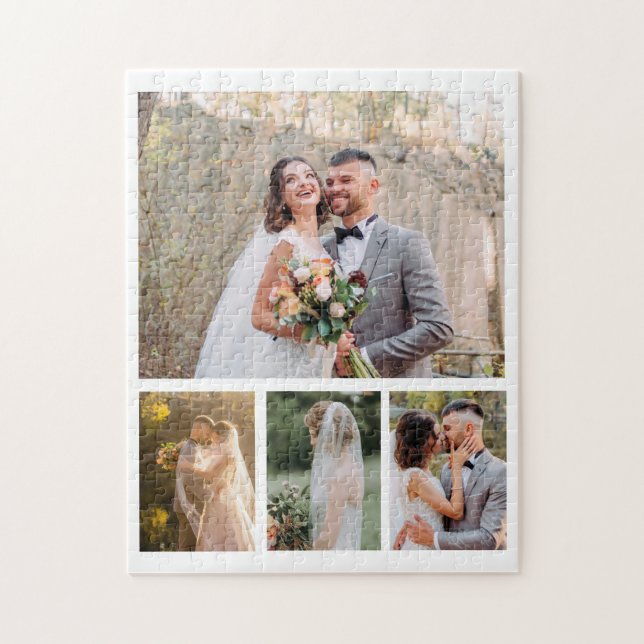 Create Your Own 4 Photo Wedding Collage Jigsaw Puzzle (Vertical)