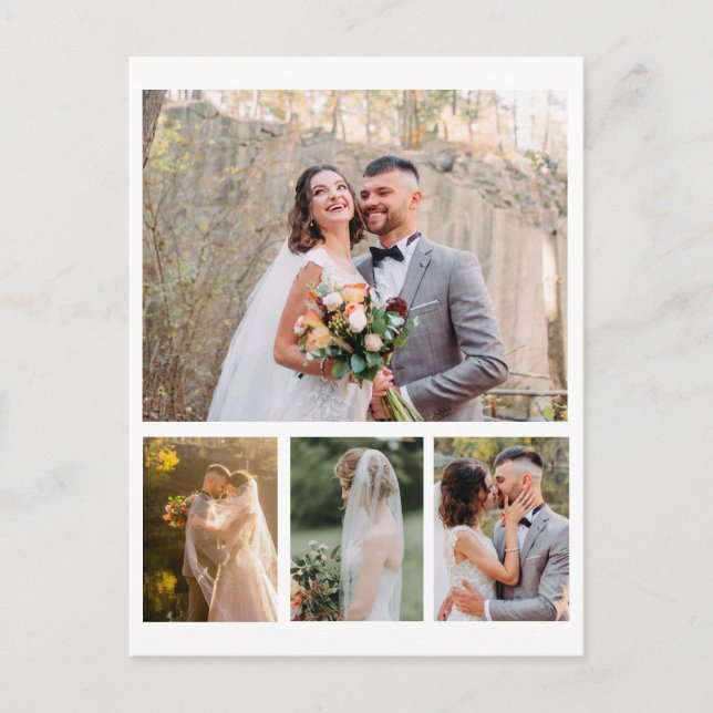 Create Your Own 4 Photo Wedding Collage Postcard (Front)