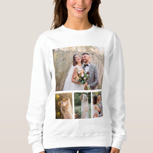 Create Your Own 4 Photo Wedding Collage Sweatshirt (Front)